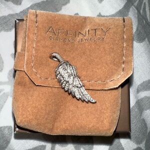 Diamond accent angel wing pendant